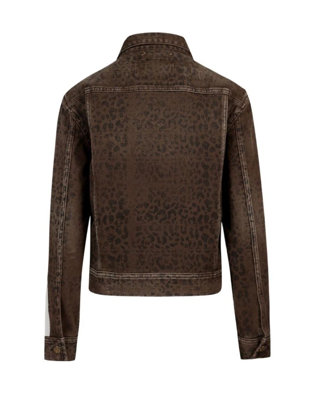Golden Goose Deluxe Brand Brown Leopard Pattern Denim Jacket