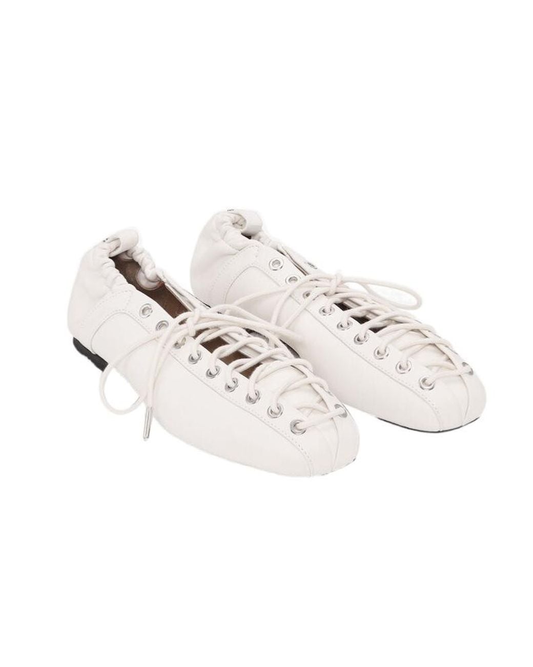 Ganni Natural Lace-Up Ballet Shoes