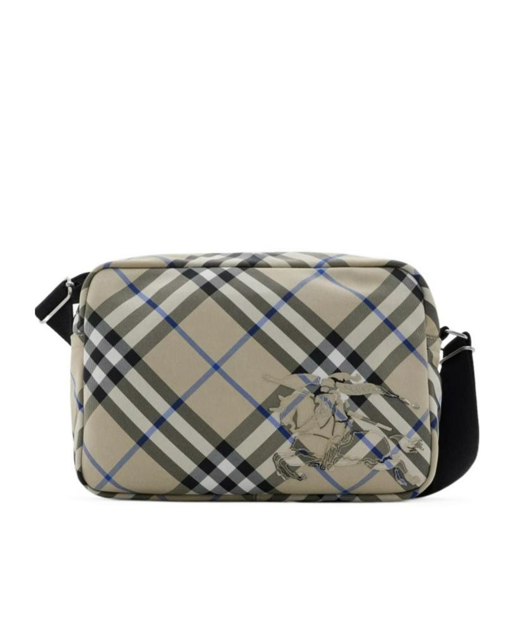 Burberry Gray Checked Logo Detailed Crossbody Bag for men