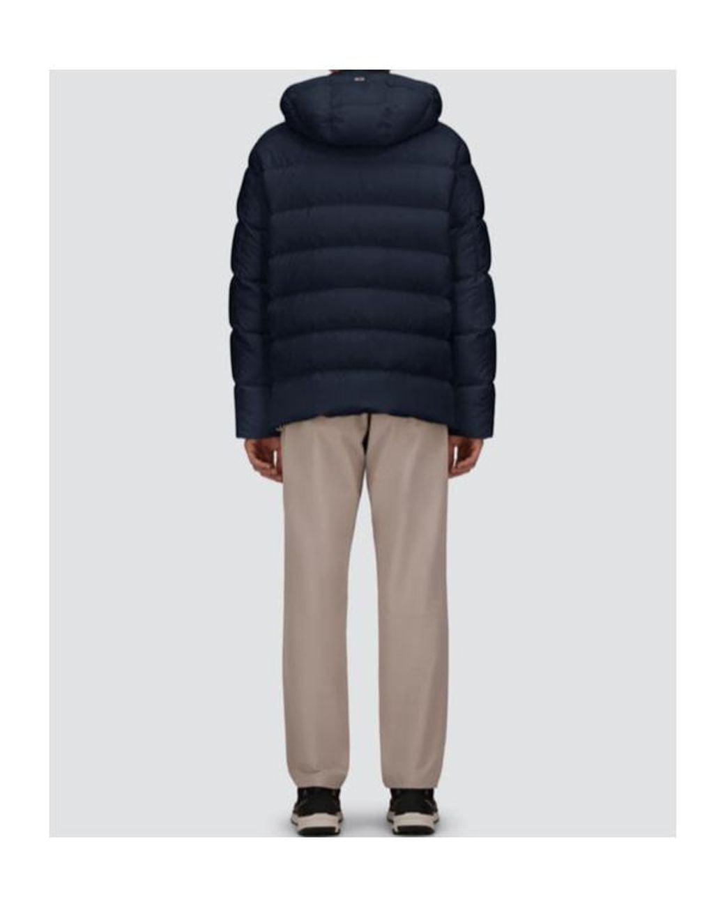 Herno Blue Quilted Hooded Coat for men