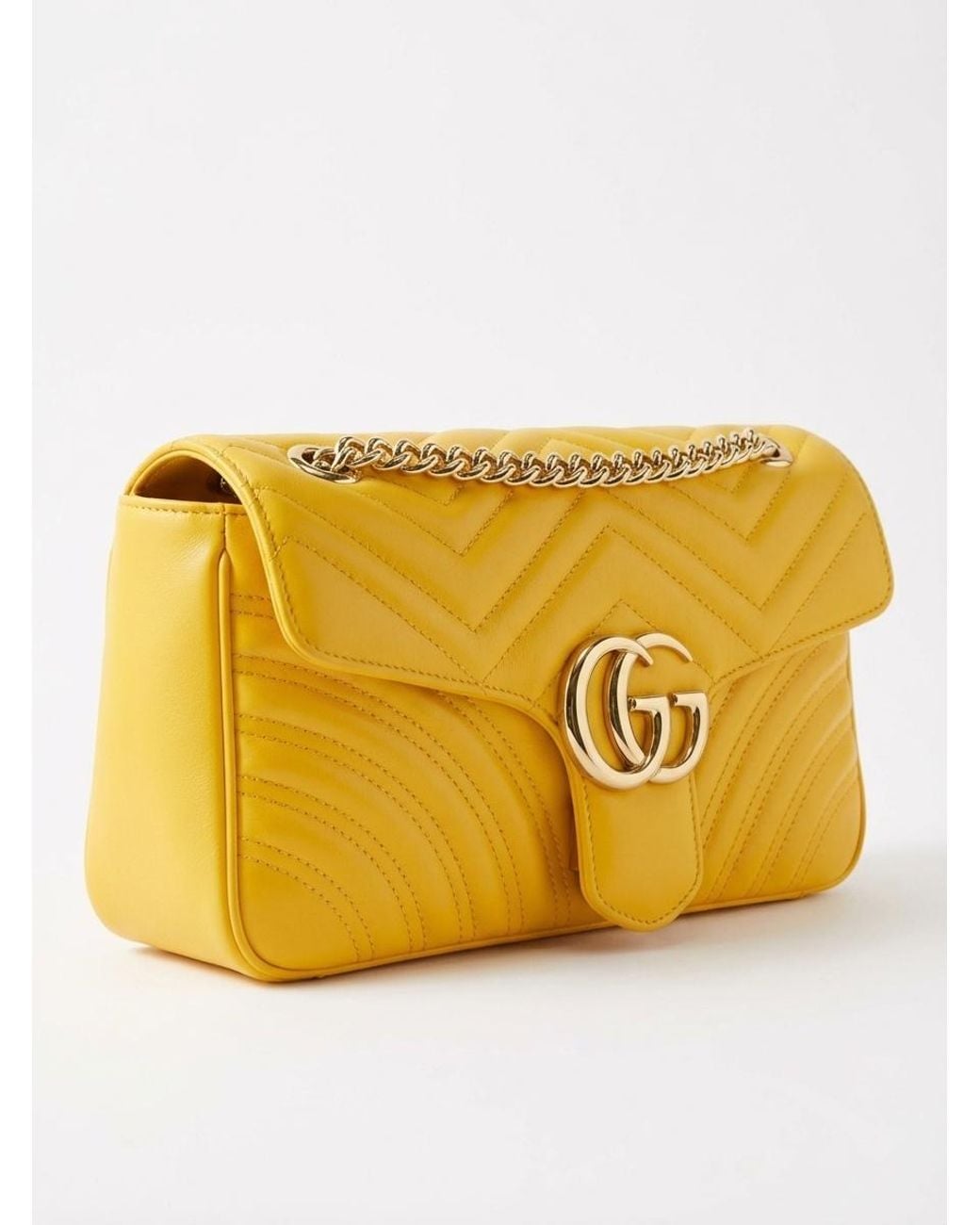 Gucci Yellow Gg Marmont Medium Shoulder Bag