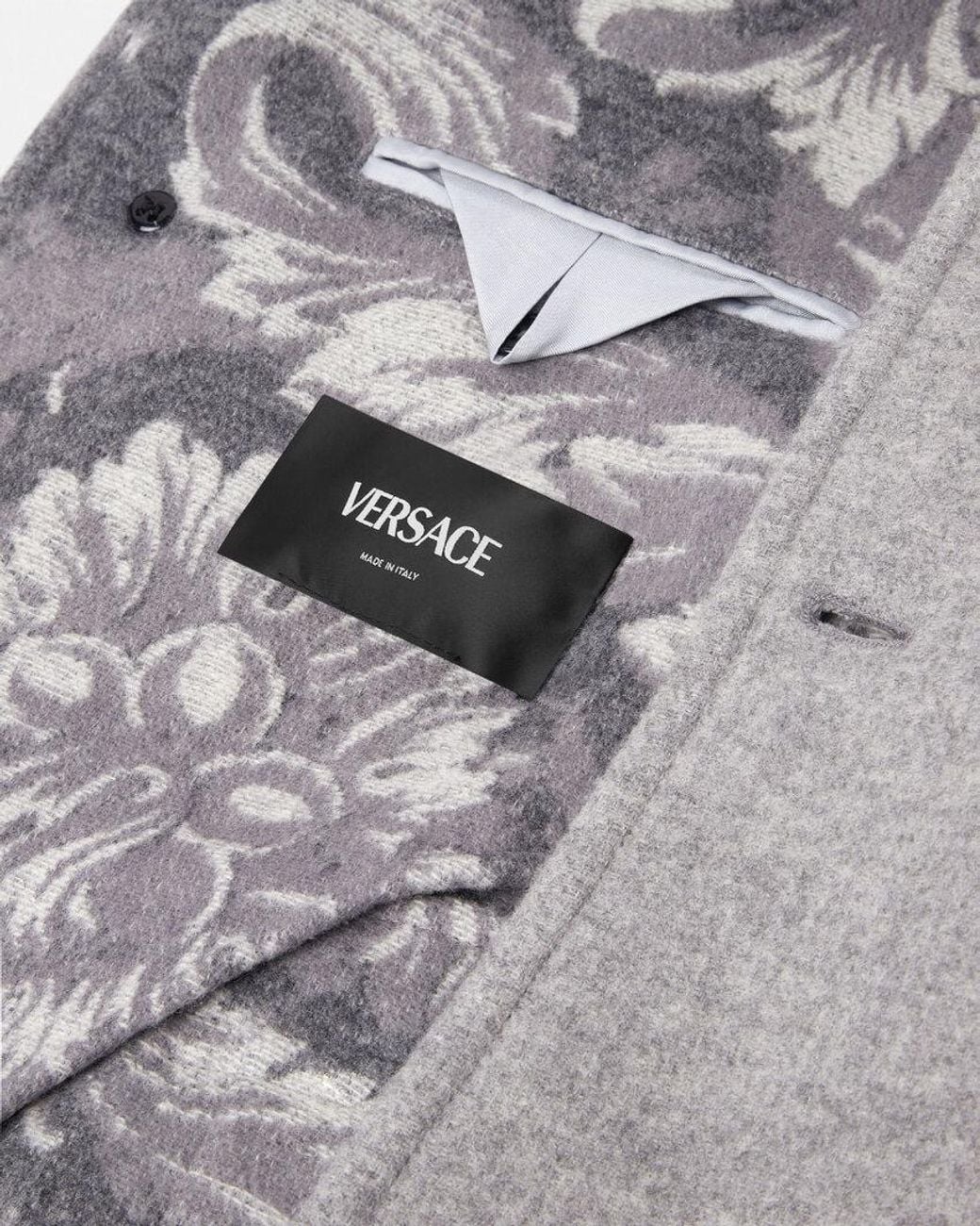 Versace Gray Logo-Embroidered Button-Up Blouson Jacket for men