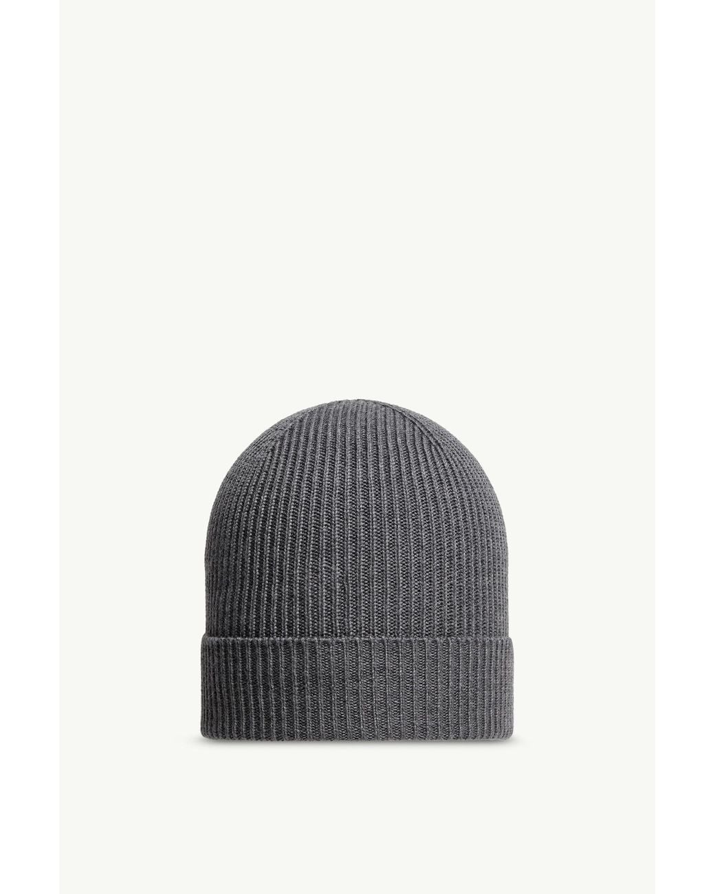 Moncler Gray Logo Patch Knitted Beanie for men