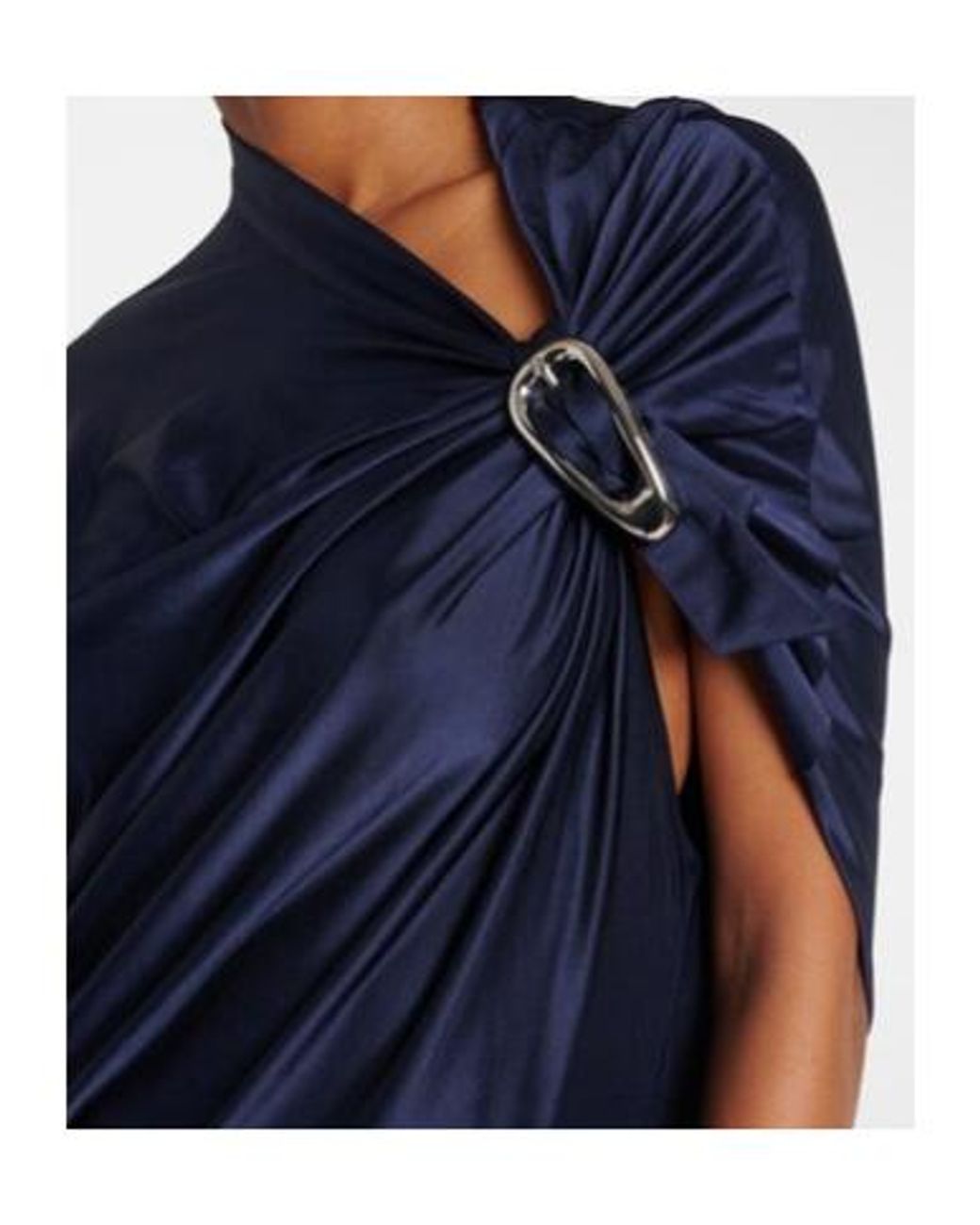 Rabanne Blue Draped Asymmetric Jersey Maxi Dress