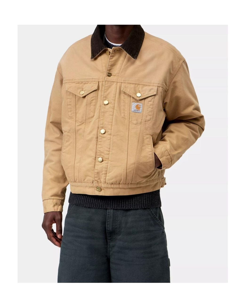 Carhartt Natural Og Trucker Corduroy-Collar Canvas Jacket for men