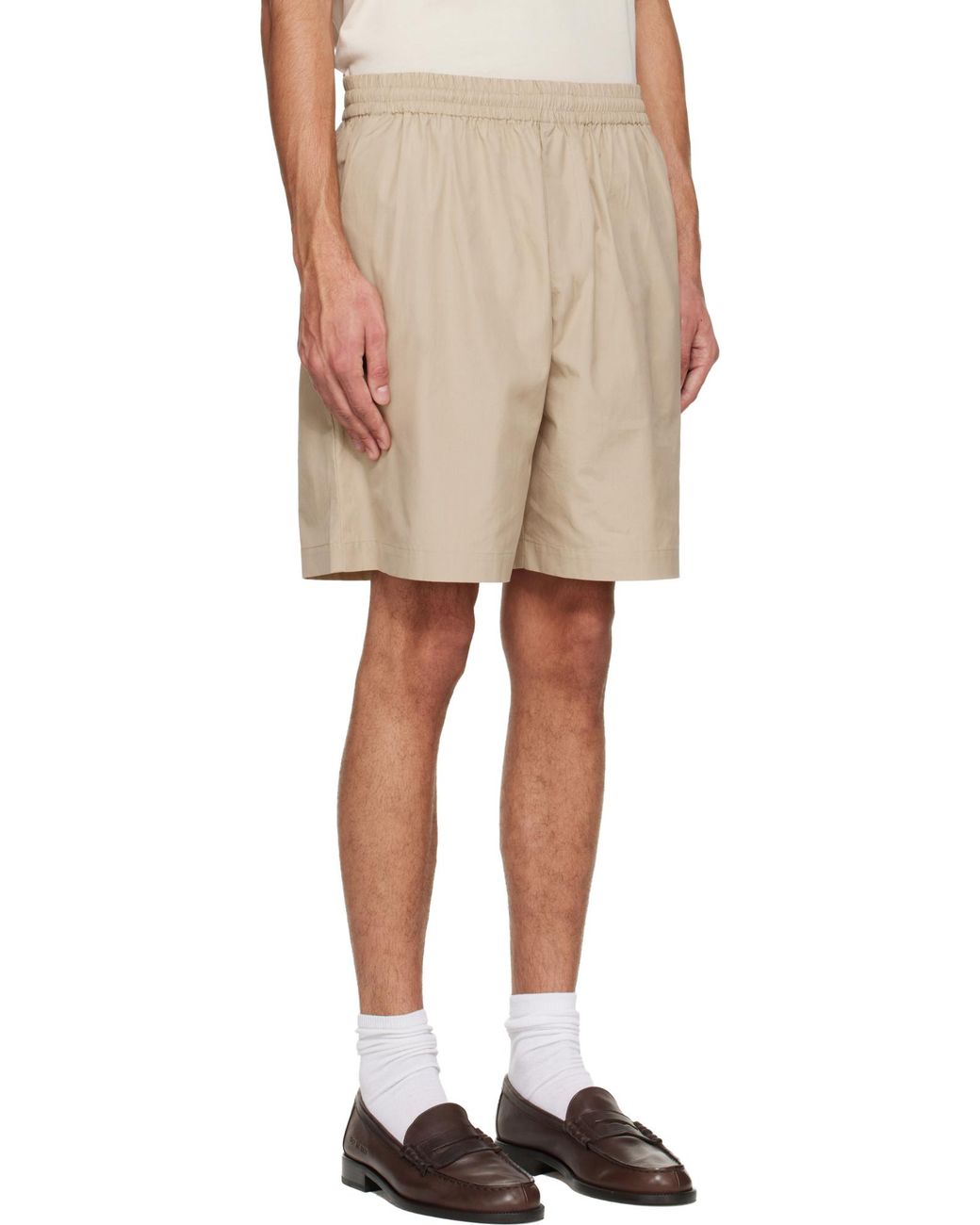 A.P.C. Natural Pleated Elastic-Waist Shorts for men