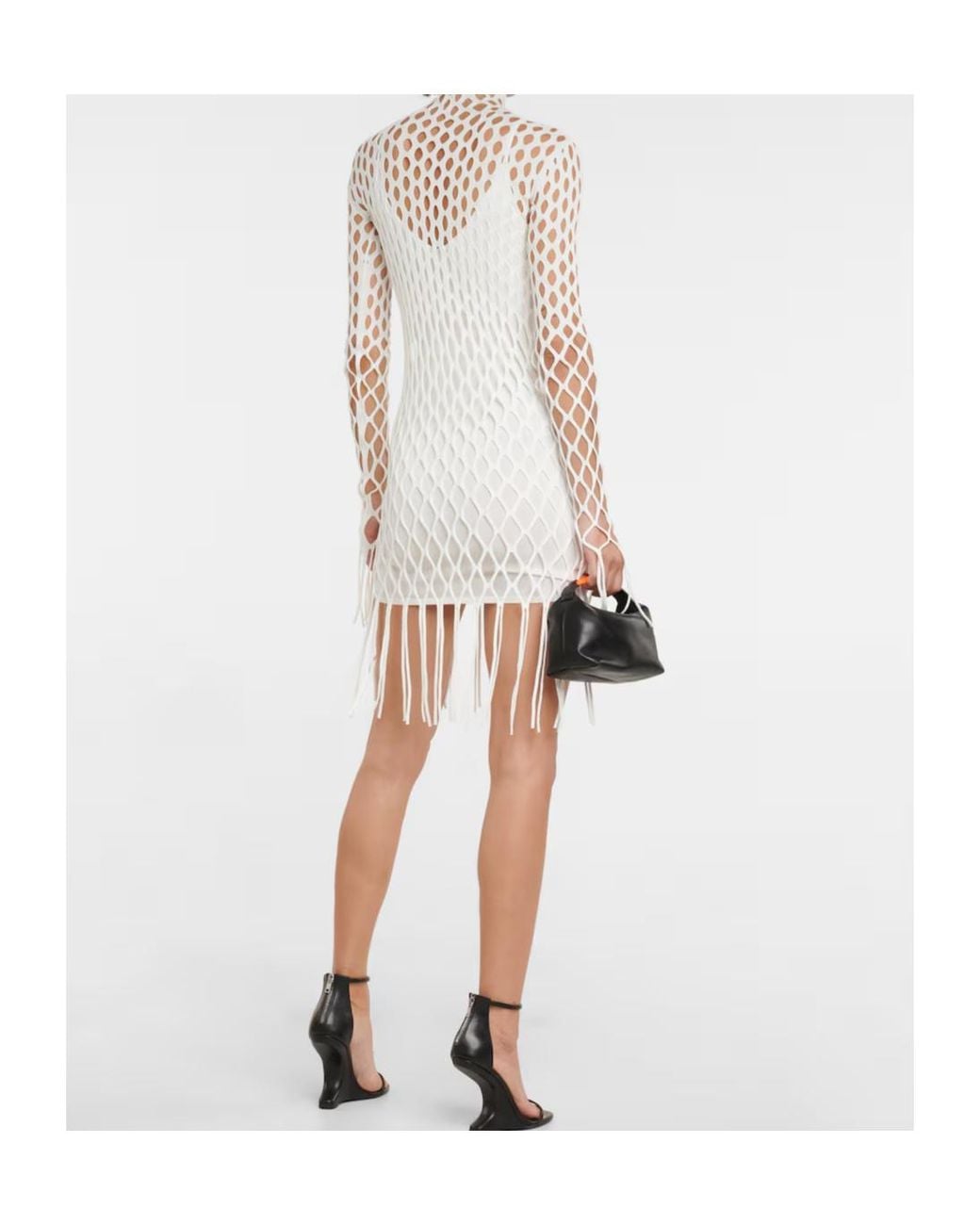 Dion Lee White Fishnet High-Neck Minidress