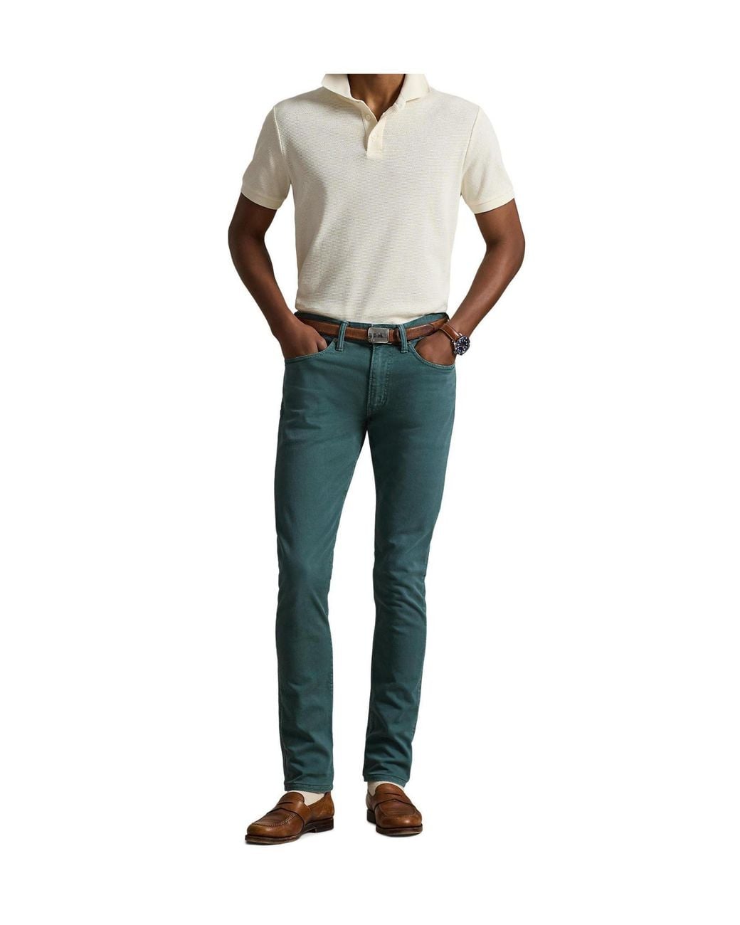 Polo Ralph Lauren White Knitted Short Sleeve Polo Shirt for men