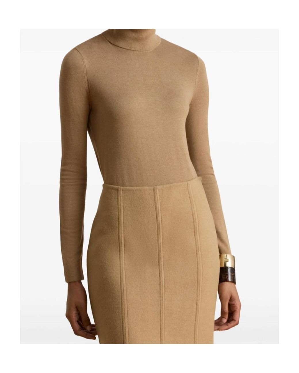 Ralph Lauren Brown Lauren Ribbed Turtleneck Knitted Sweater