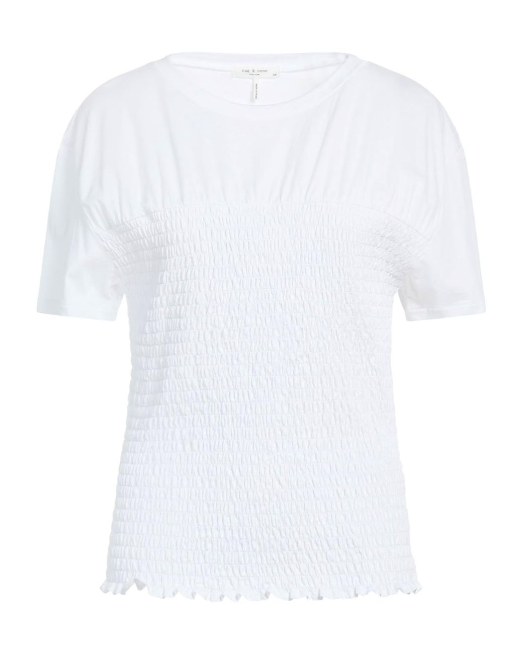 Rag & Bone White Solid Color Crew Neck Short-Sleeve T-Shirt