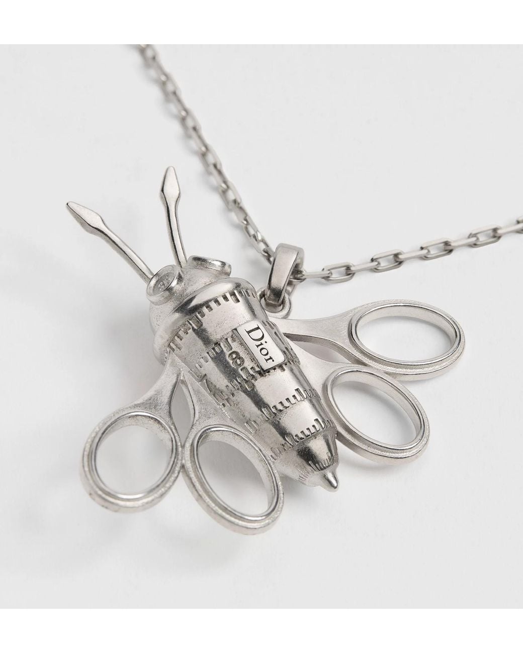 Dior White Couture Charms Bee Pendant Necklace for men