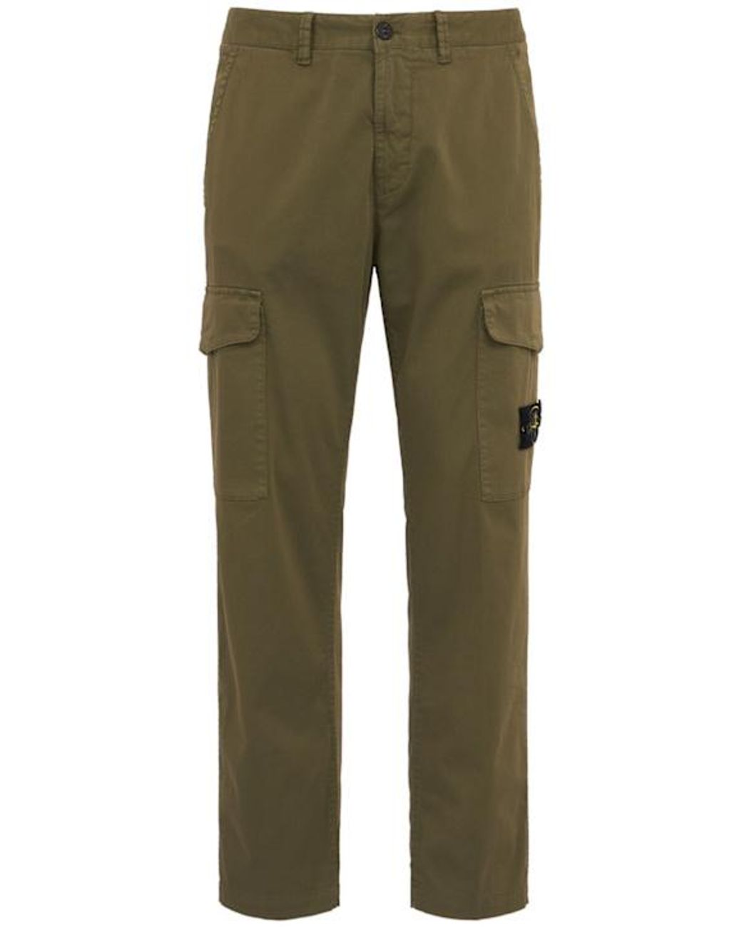 Stone Island Black Logo Cotton Regular Pants for men