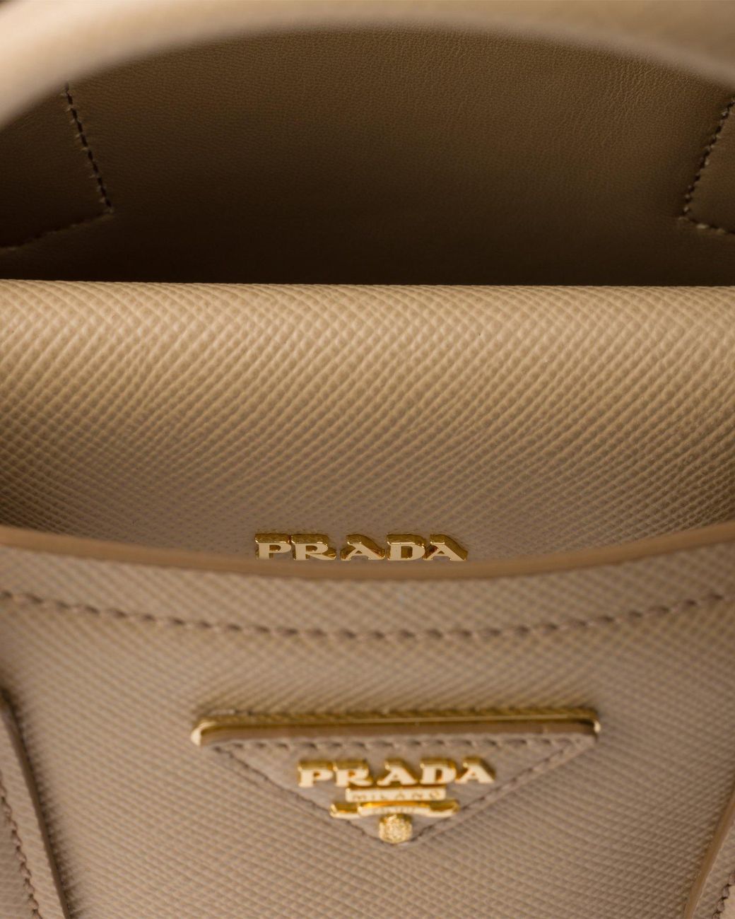 Prada Natural Double Small Saffiano Leather Bag