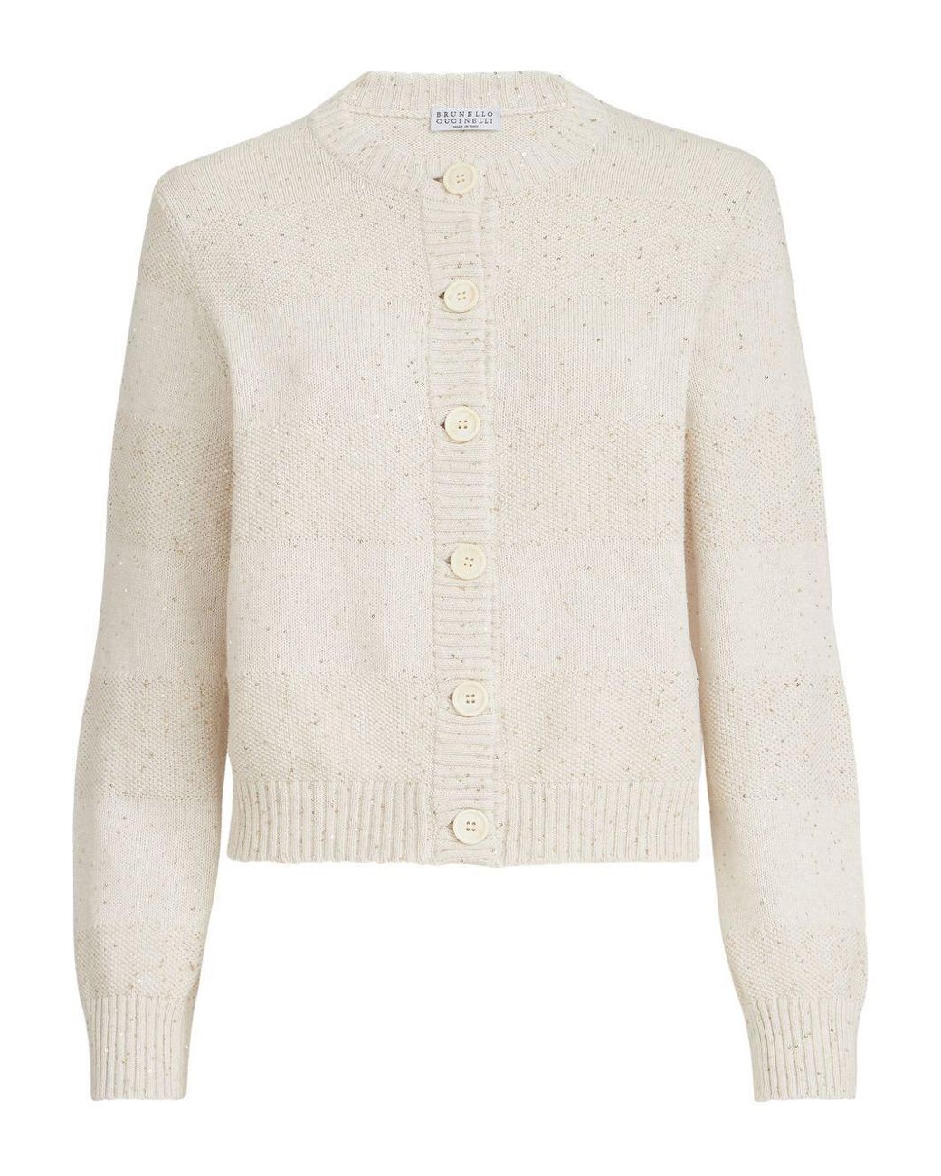 Brunello Cucinelli White Textured Stripe Cardigan
