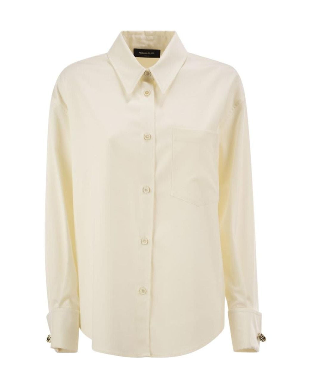 Fabiana Filippi White Long-Sleeved Shirt With Jeweled Details