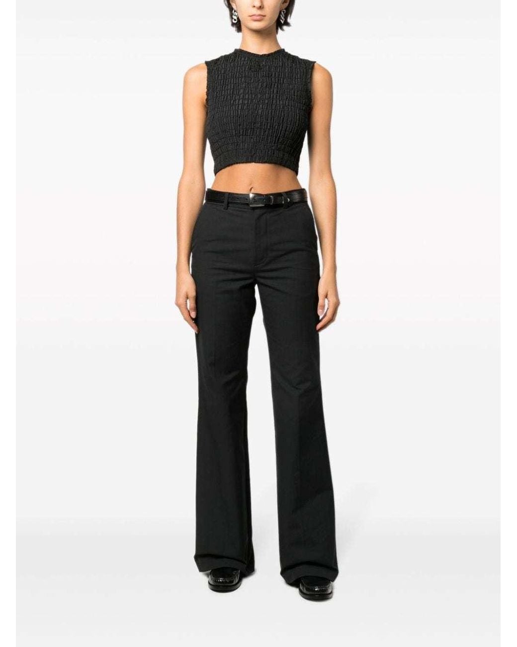 Patou Black Textured Cropped Top
