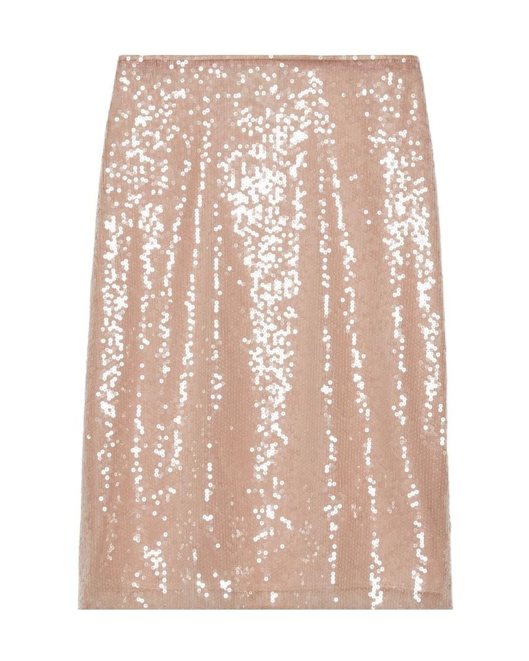 Gucci Natural Sequin Embroidered Tulle Skirt