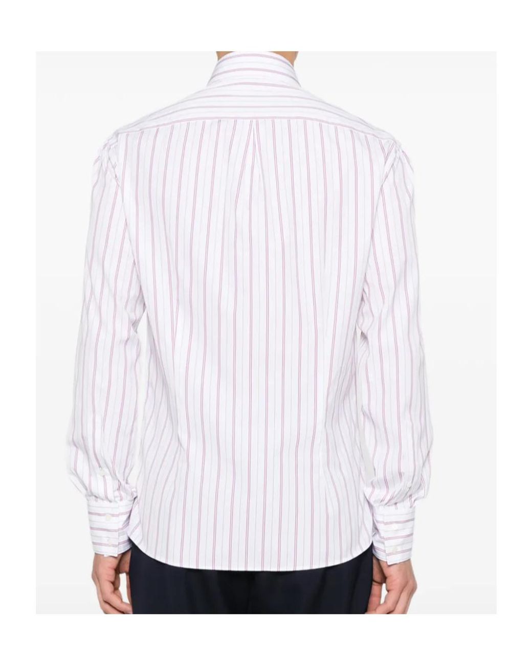 Brunello Cucinelli White Striped Shirt for men