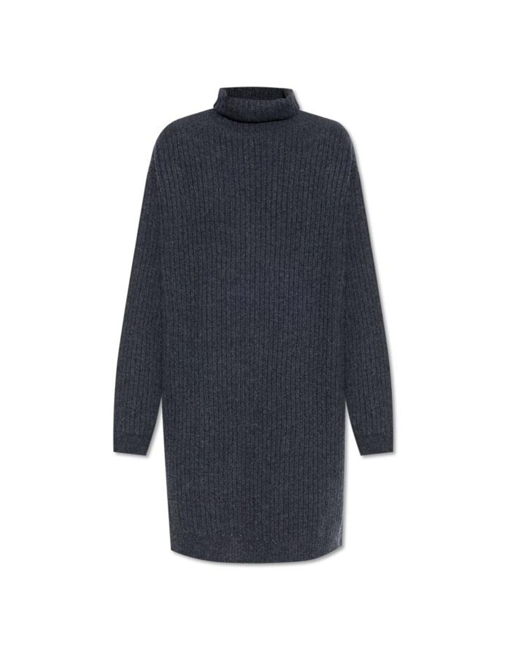 Lemaire Blue High-Neck Chunky Knitted Midi Dress