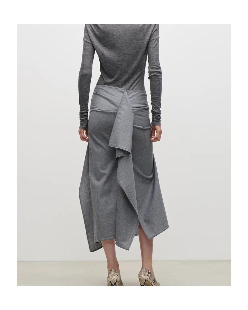 Victoria Beckham Gray Pleated Skirt