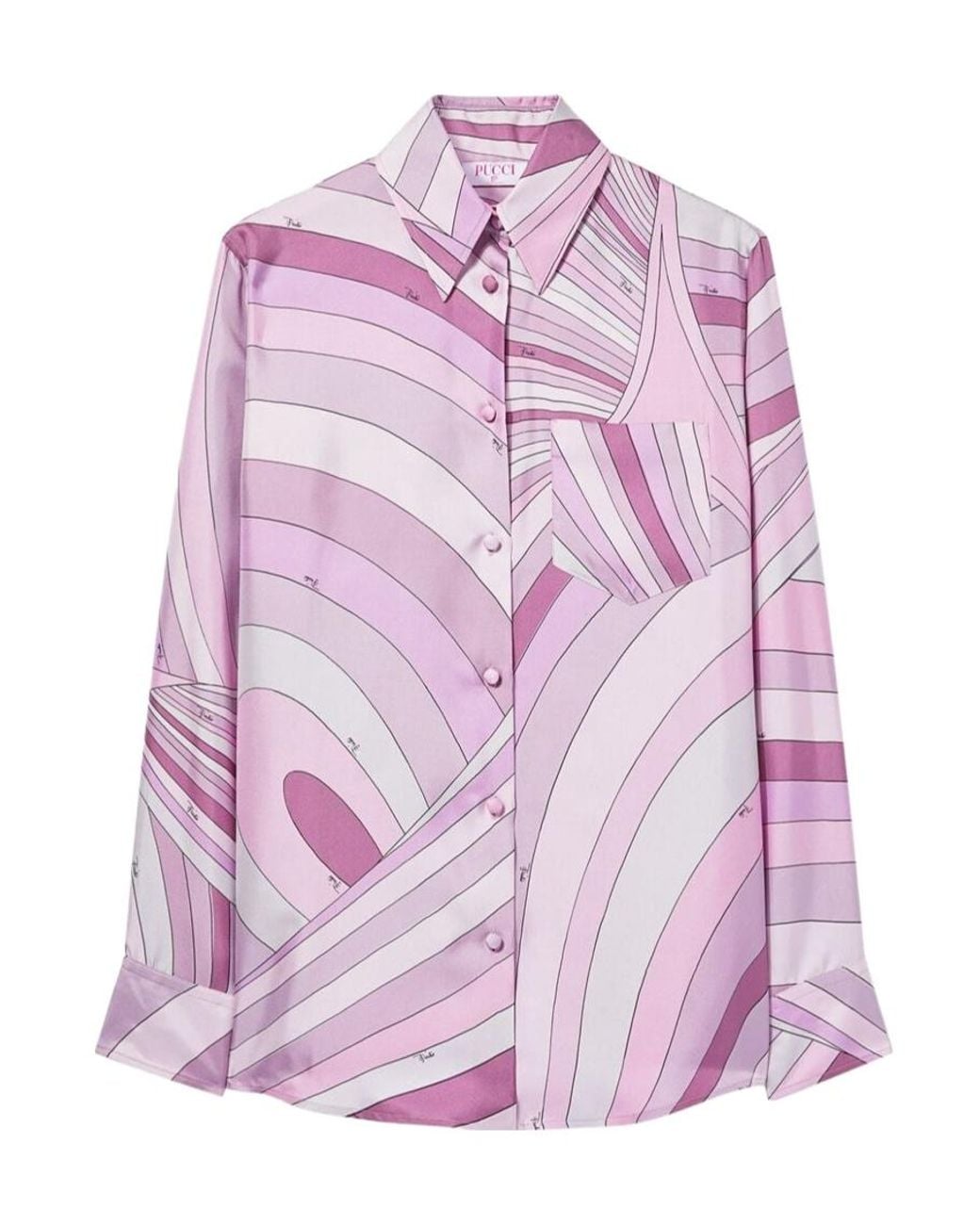 Emilio Pucci Purple Iride-Print Silk Shirt
