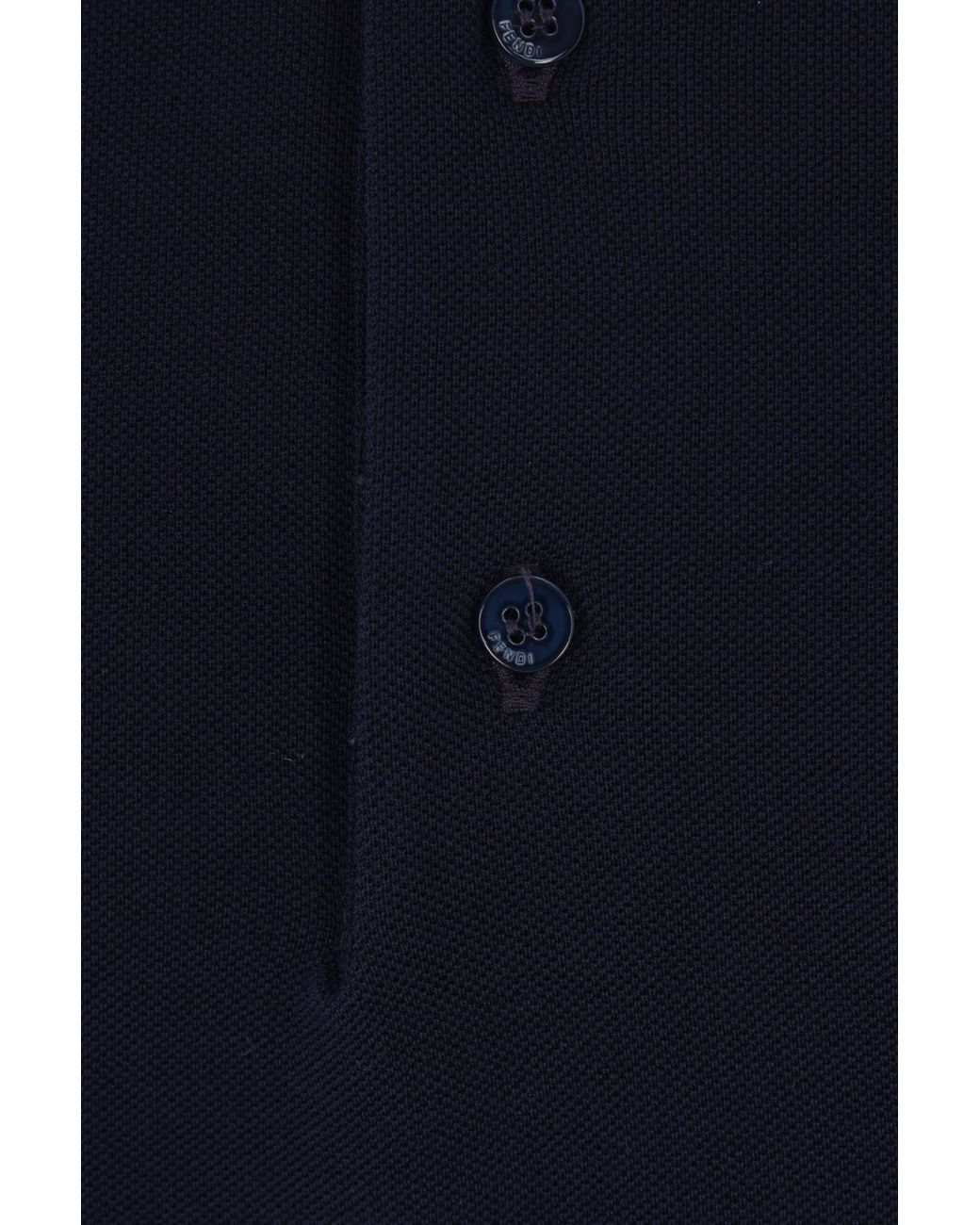 Fendi Blue Logo Plaque Short-Sleeved Polo Shirt for men