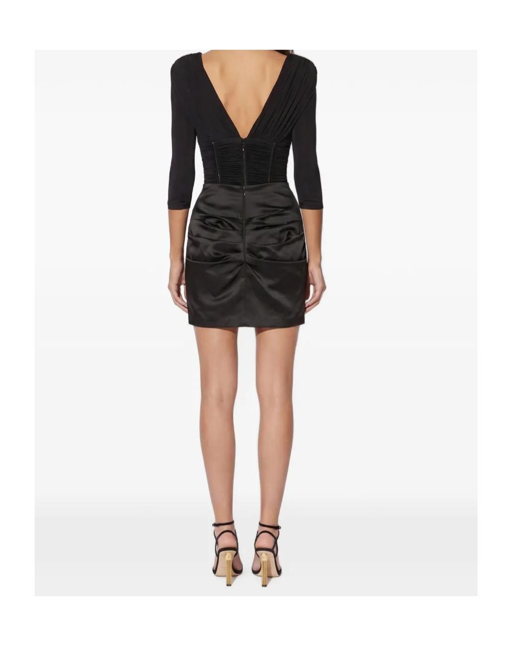 Elisabetta Franchi Black Ruched Zip Bodysuit