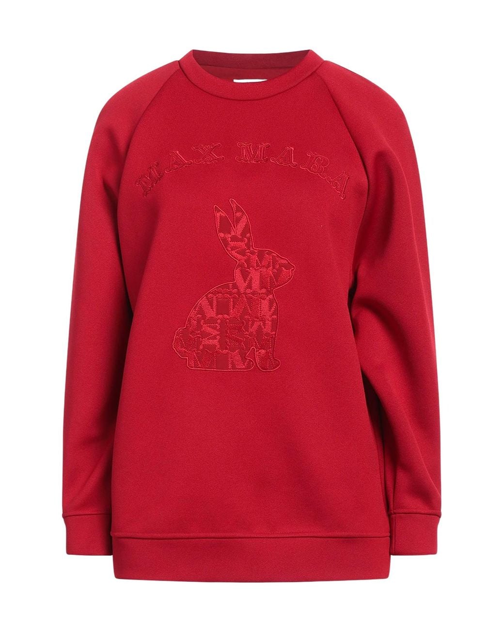 Max Mara Red Solid Color Crew Neck Long Sleeve Sweatshirt