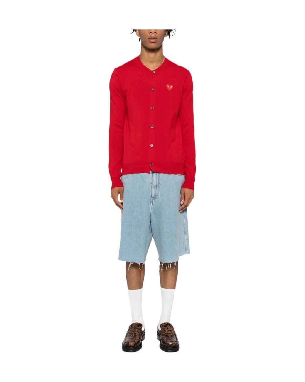 COMME DES GARÇONS PLAY Red Wool Cardigan for men
