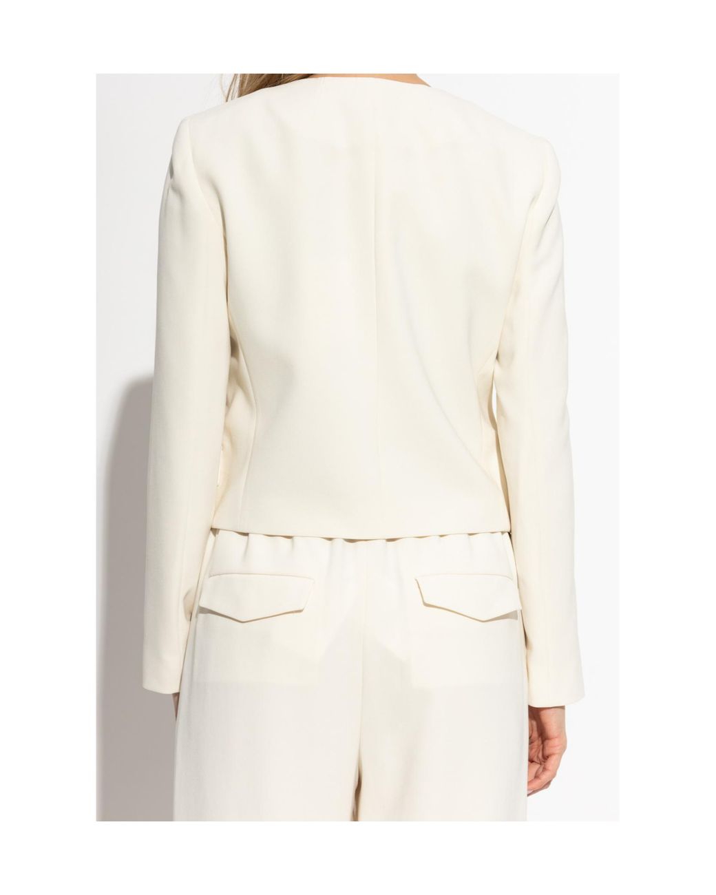 Theory White Crewneck Straight Hem Cropped Blazer