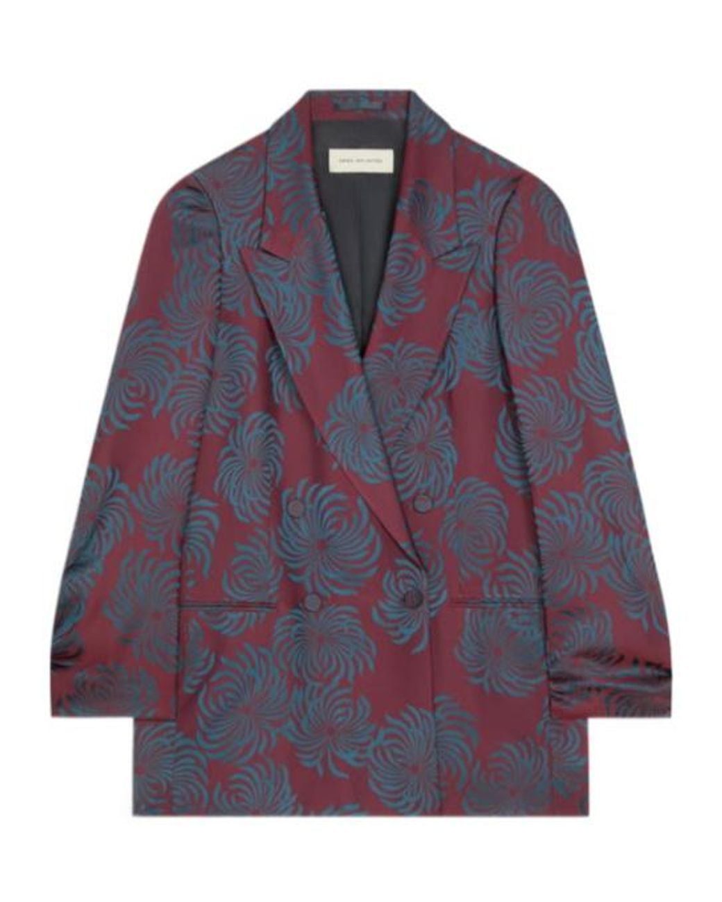 Dries Van Noten Purple Floral Printed Double-Breasted Blazer