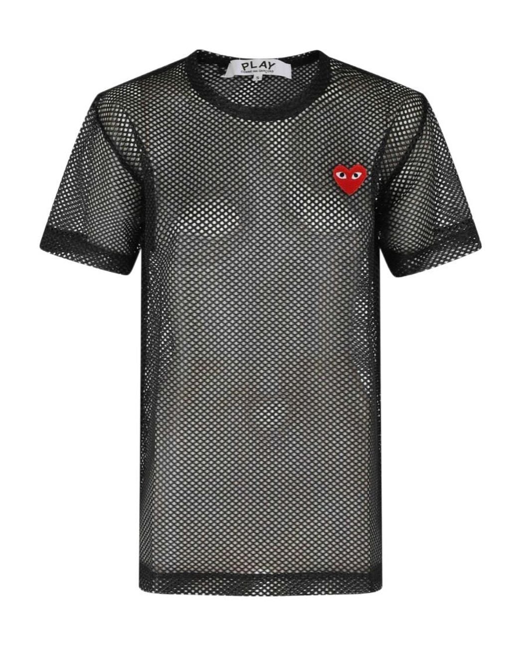 COMME DES GARÇONS PLAY Black Comme Des Garçons Play Heart Patch Mesh T-Shirt
