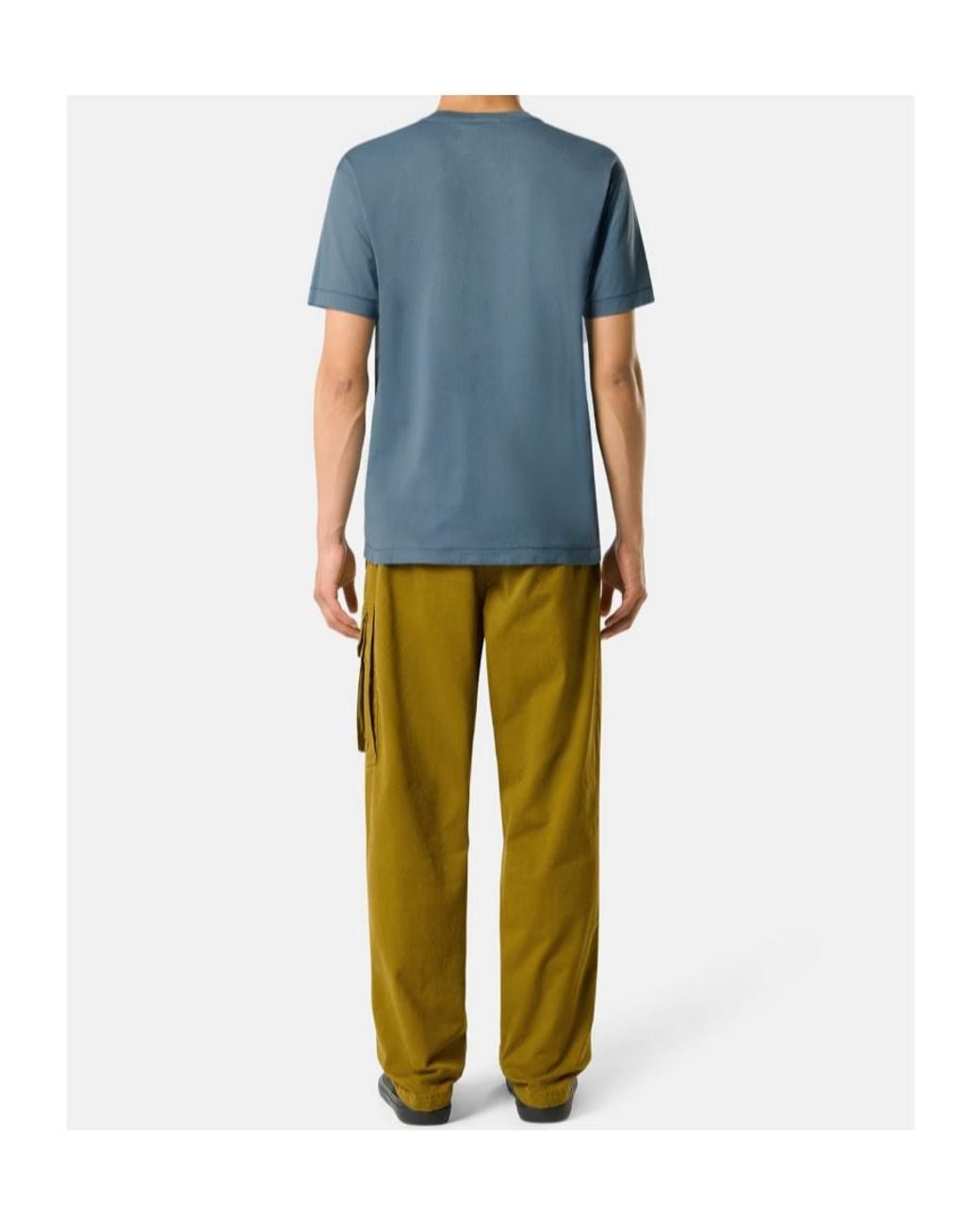 Stone Island Blue Logo-Patch Cotton T-Shirt for men