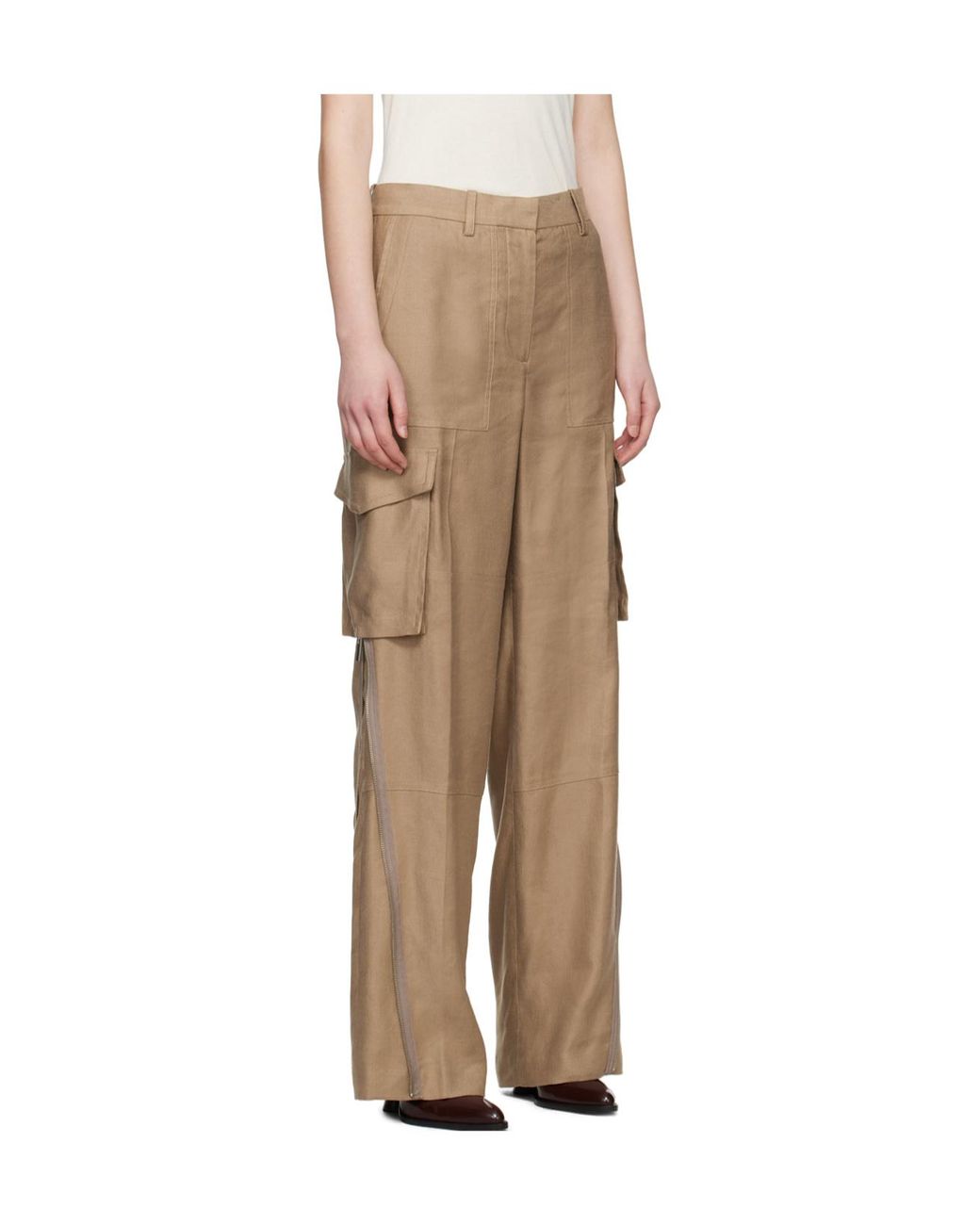 Helmut Lang Natural Cargo Carpenter Zipper Casual Pants