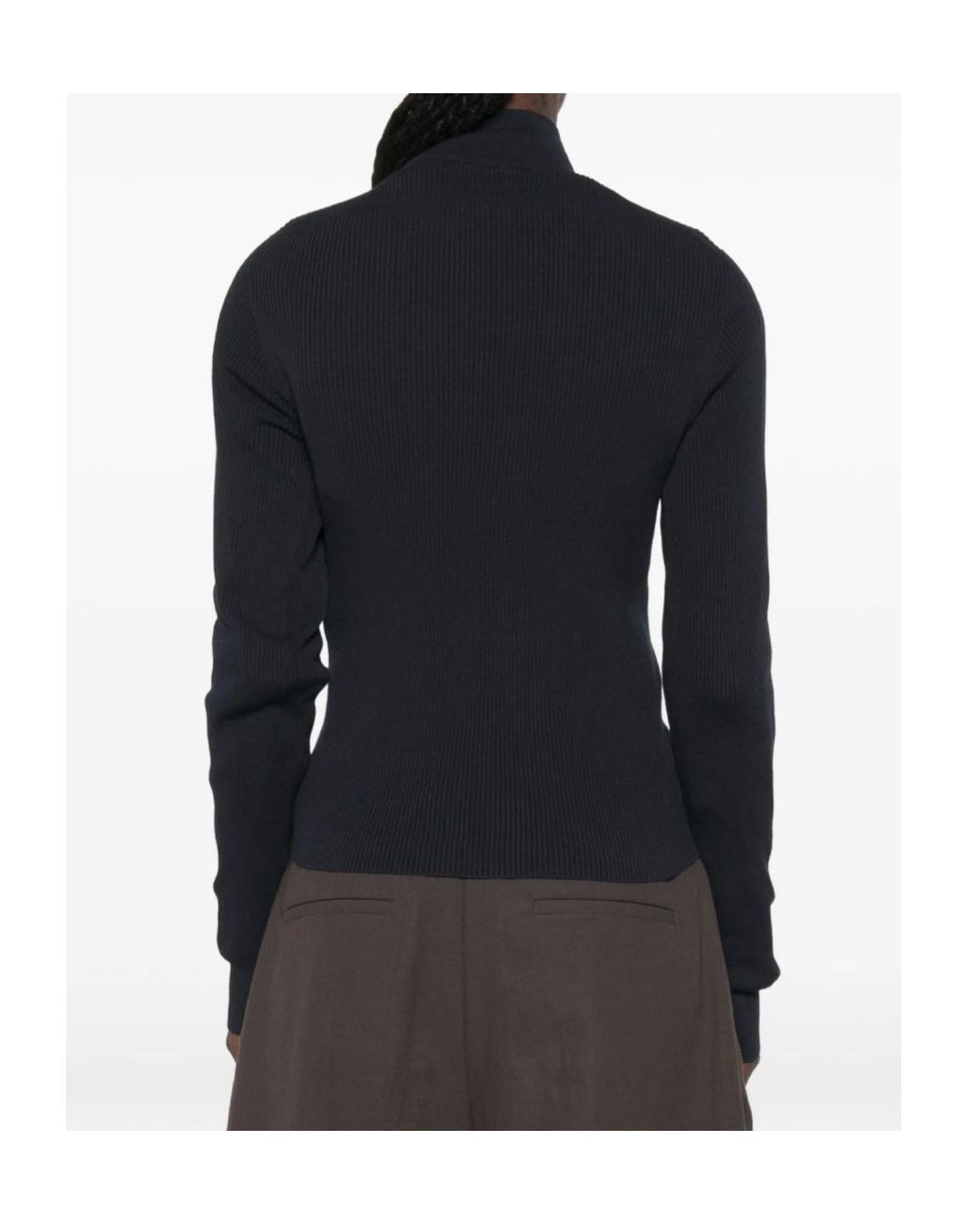Miu Miu Blue Ribbed Zip-Up Cardigan