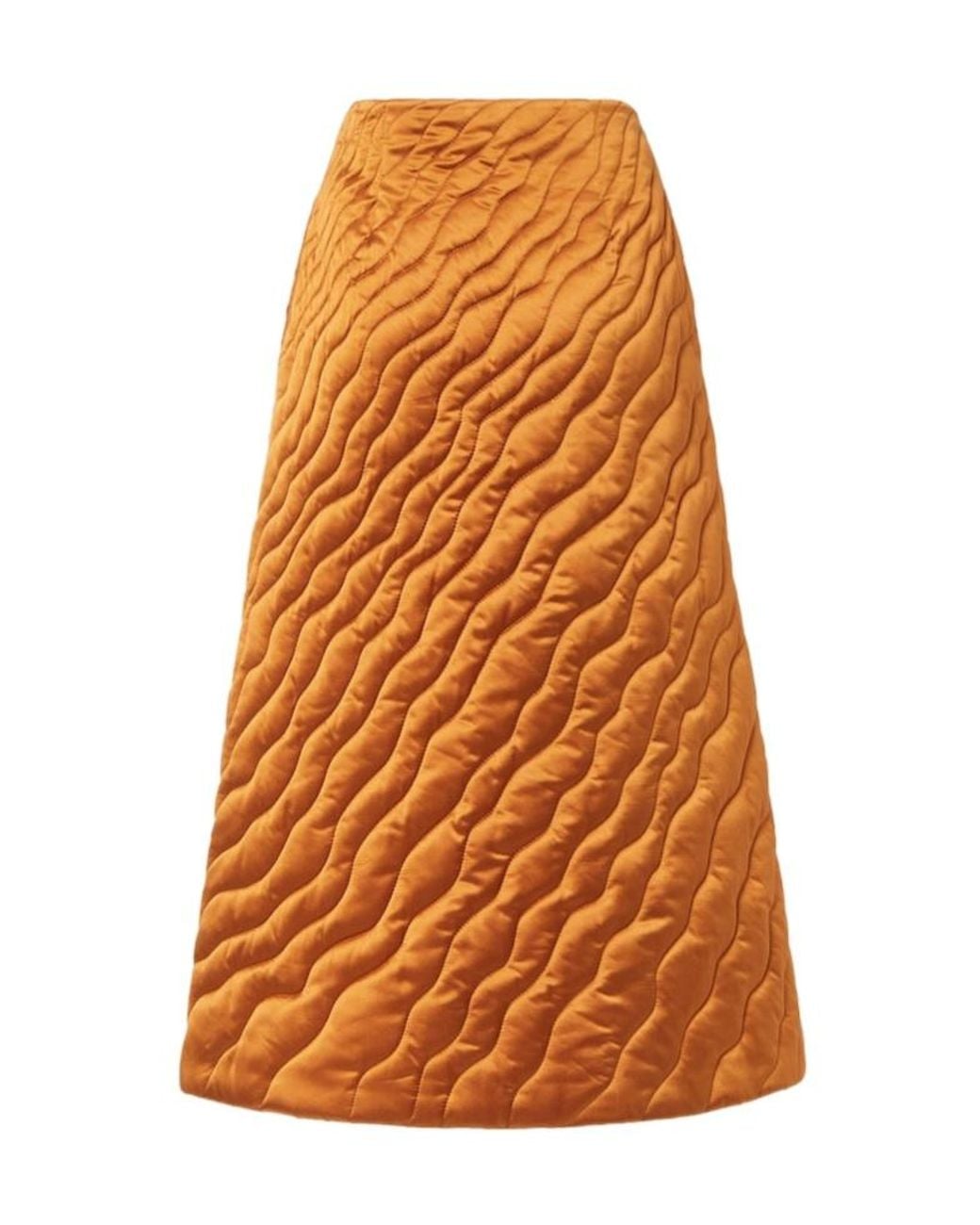 Fendi Orange Caramel Quilted Silk Skirt