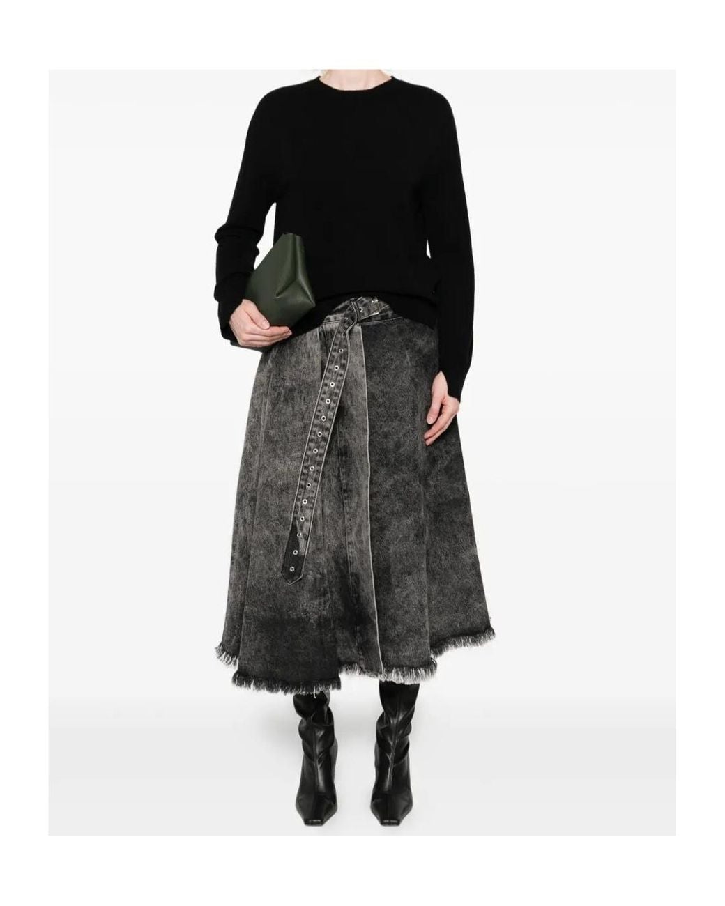 Twinset Black Round-Neck Cashmere-Wool Sweater
