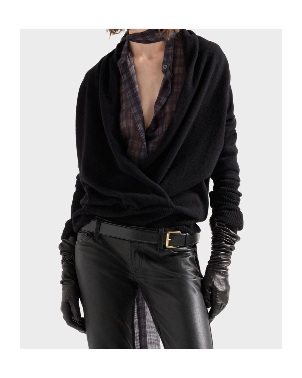7 For All Mankind Blue Wrap V-Neck Sweater