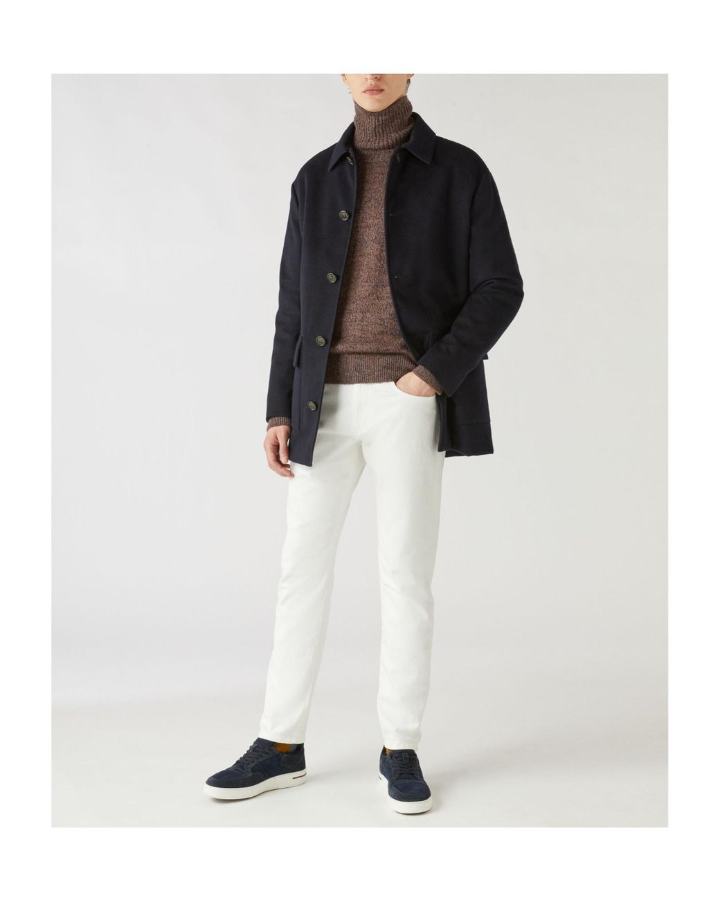 Loro Piana Blue Single-Breasted Coat for men