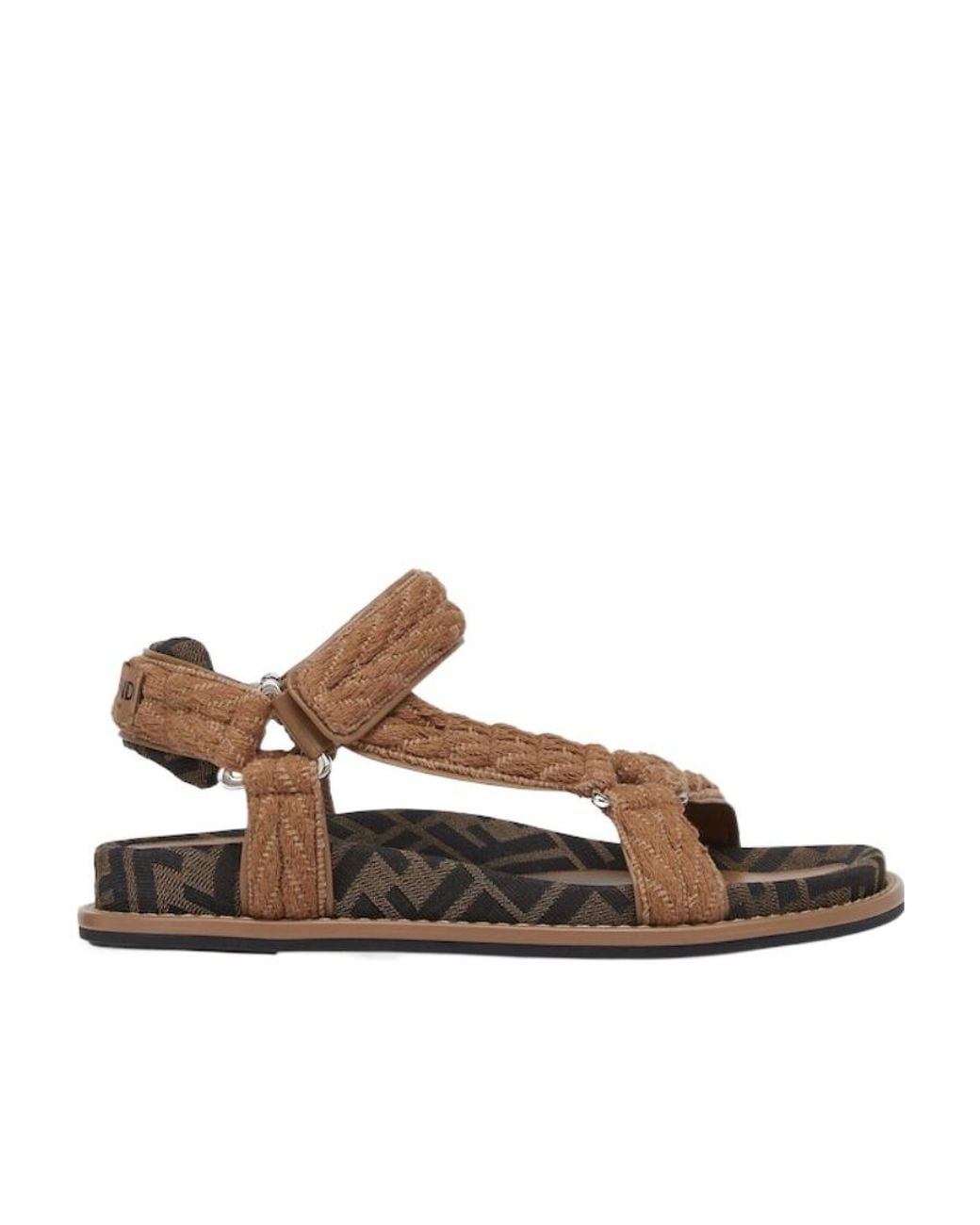 Fendi Brown Feel Braided Flat Sandals