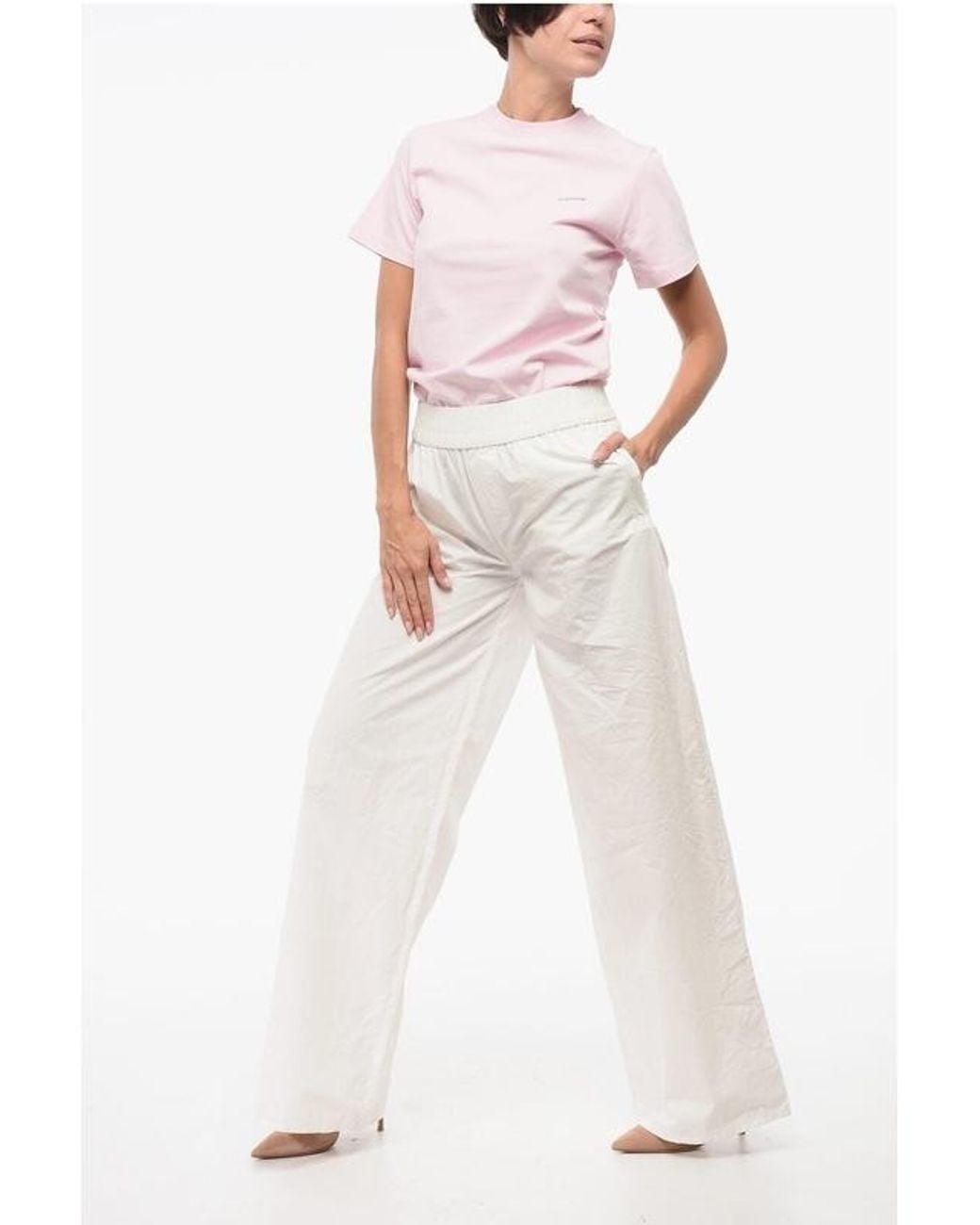 DSquared² White Logo Patch Wide Leg Trousers