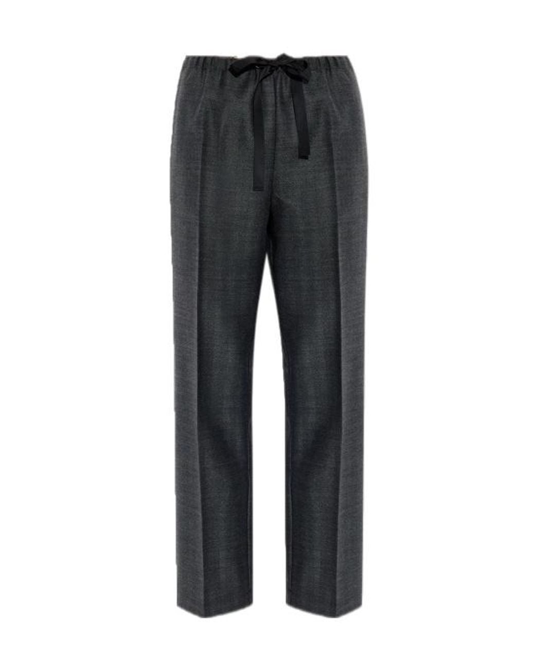 Forte_forte Gray Herringbone Pattern Trousers for men