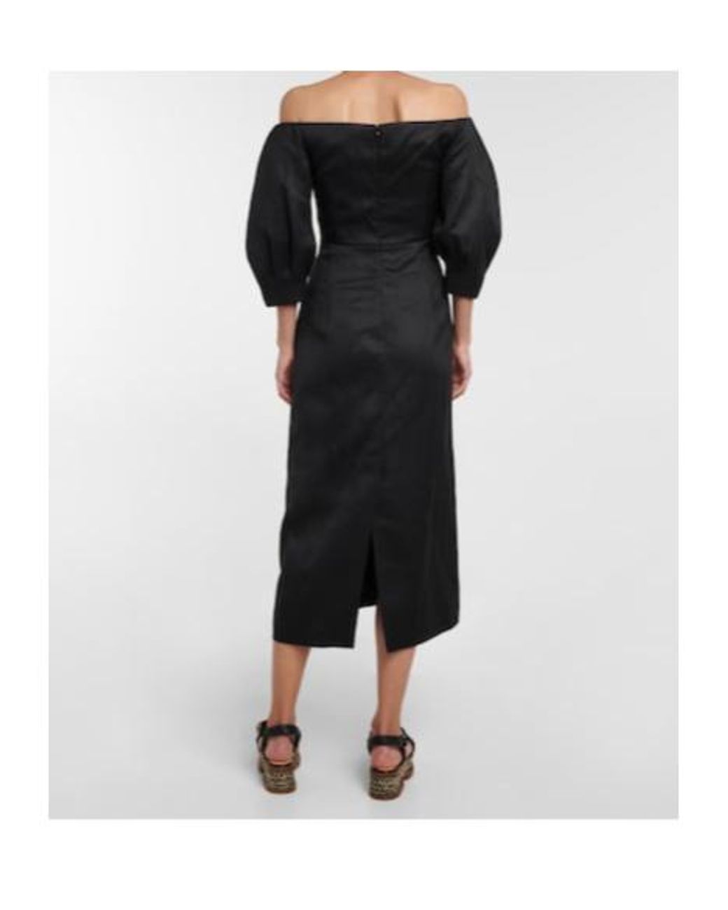 Gabriela Hearst Black Majano Off-The-Shoulder Midi Dress