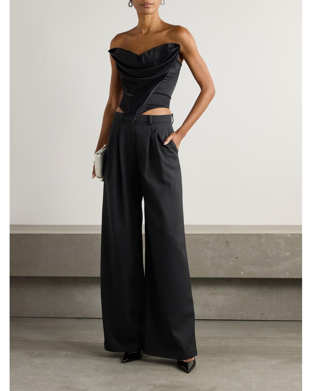 Magda Butrym Black Pleated Wool Casual Pants