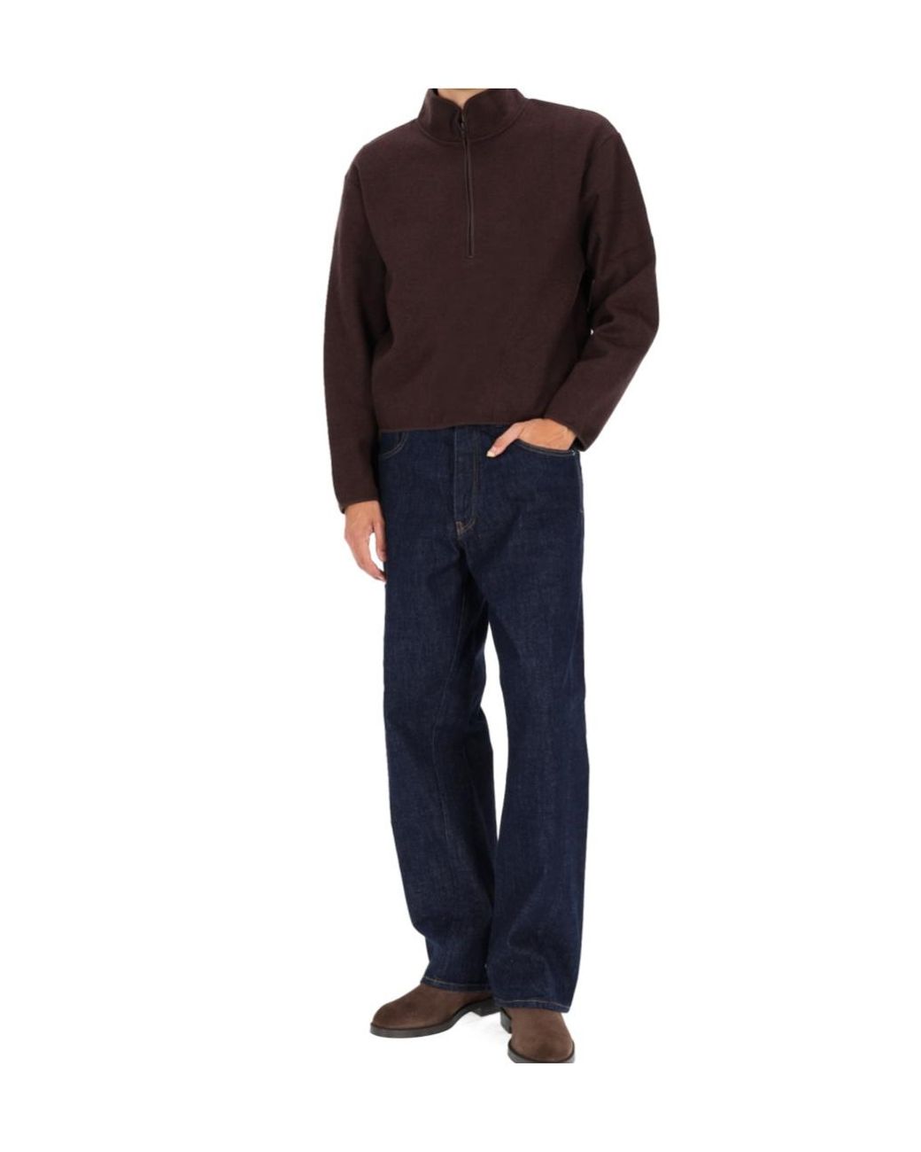 sunflower Brown Half-Zipped Long Sleeved Sweater for men
