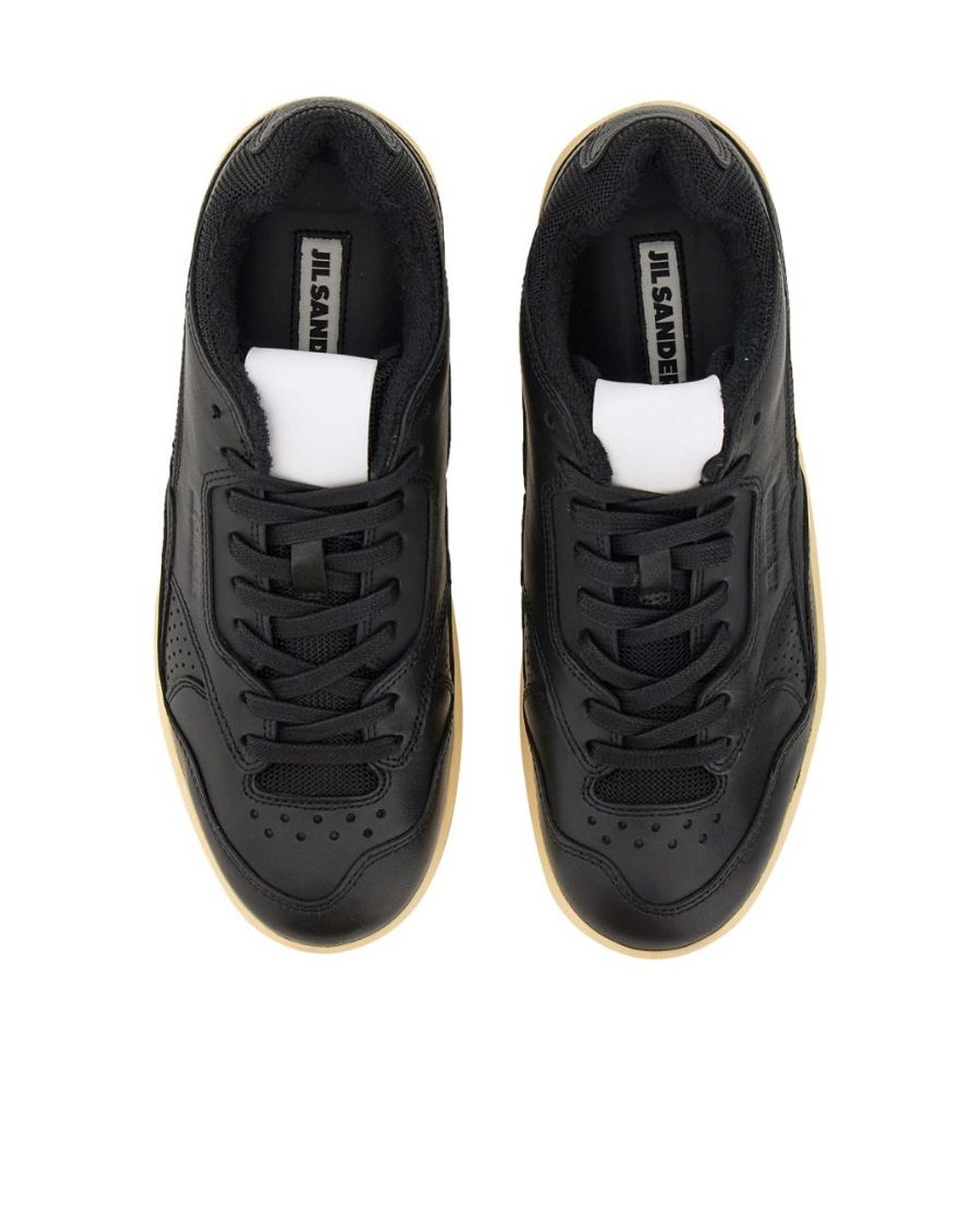 Jil Sander Black Round-Toe Lace-Up Sneakers