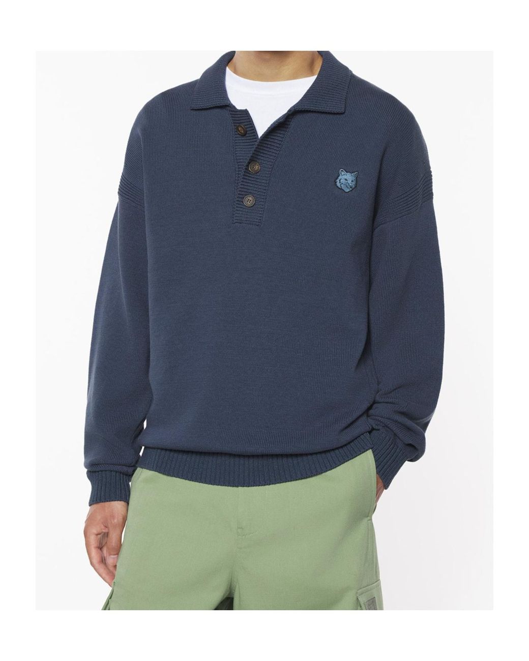 Maison Kitsuné Blue Maison Kitsuné Bold Fox Head Patch Comfort Polo Shirt for men