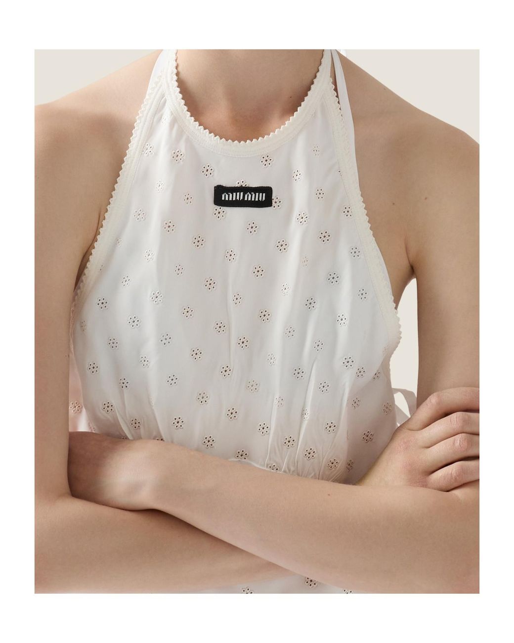 Miu Miu White Cady Eyelet Lace Mini Dress