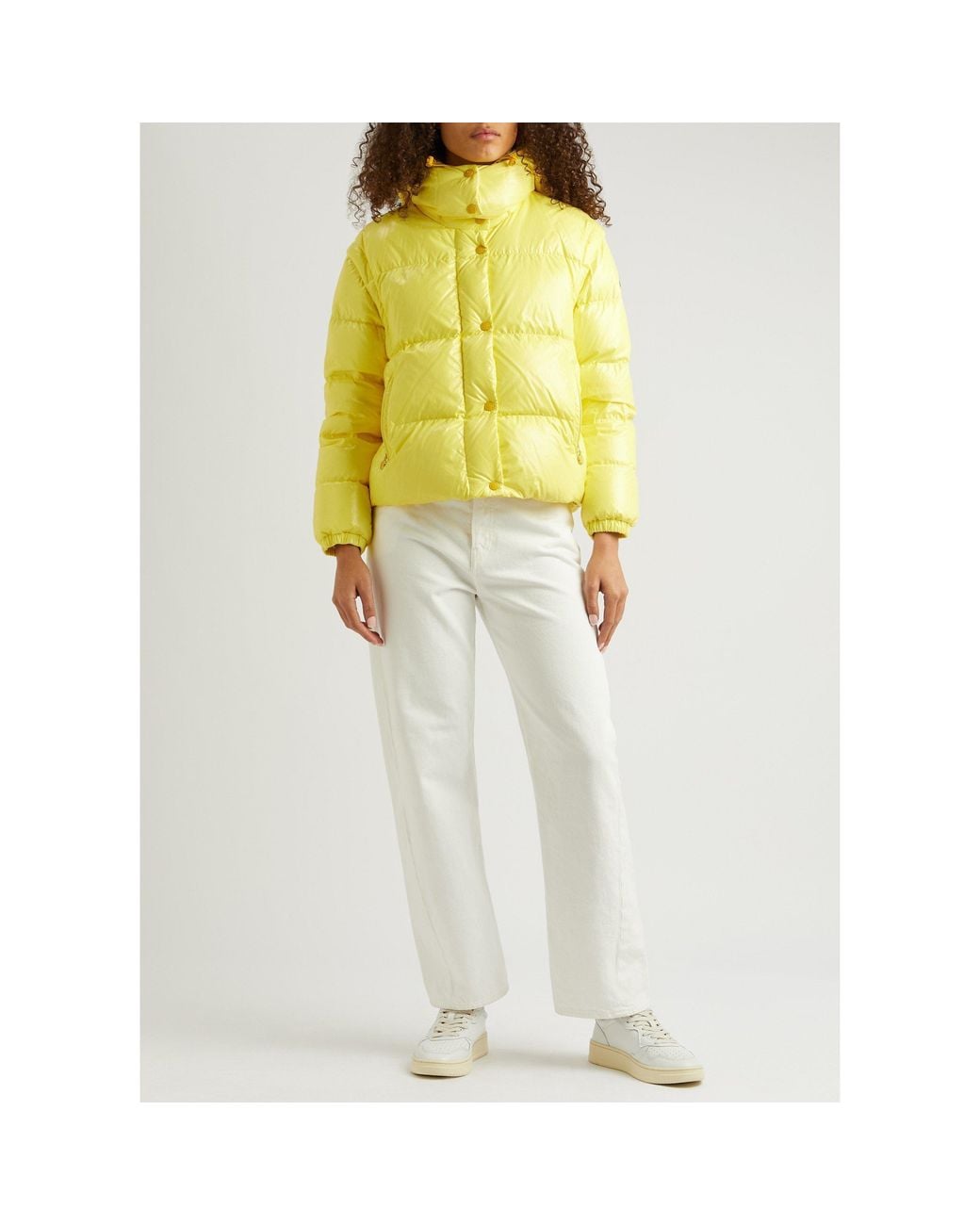 Moncler Yellow Cotton Short Puffer Jacket