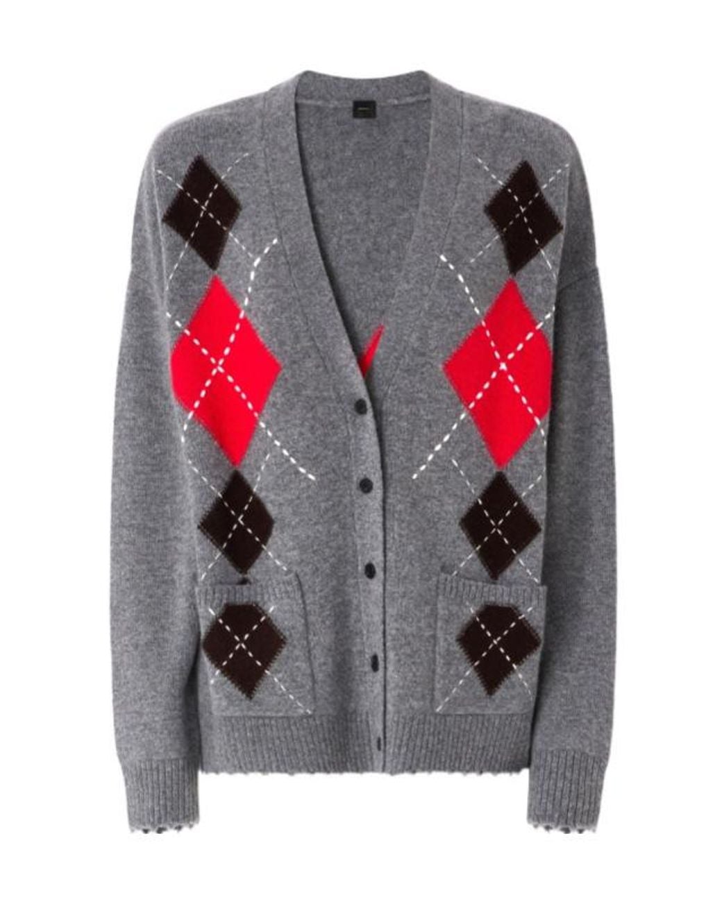 Pinko Gray Diamond Motif Cardigan